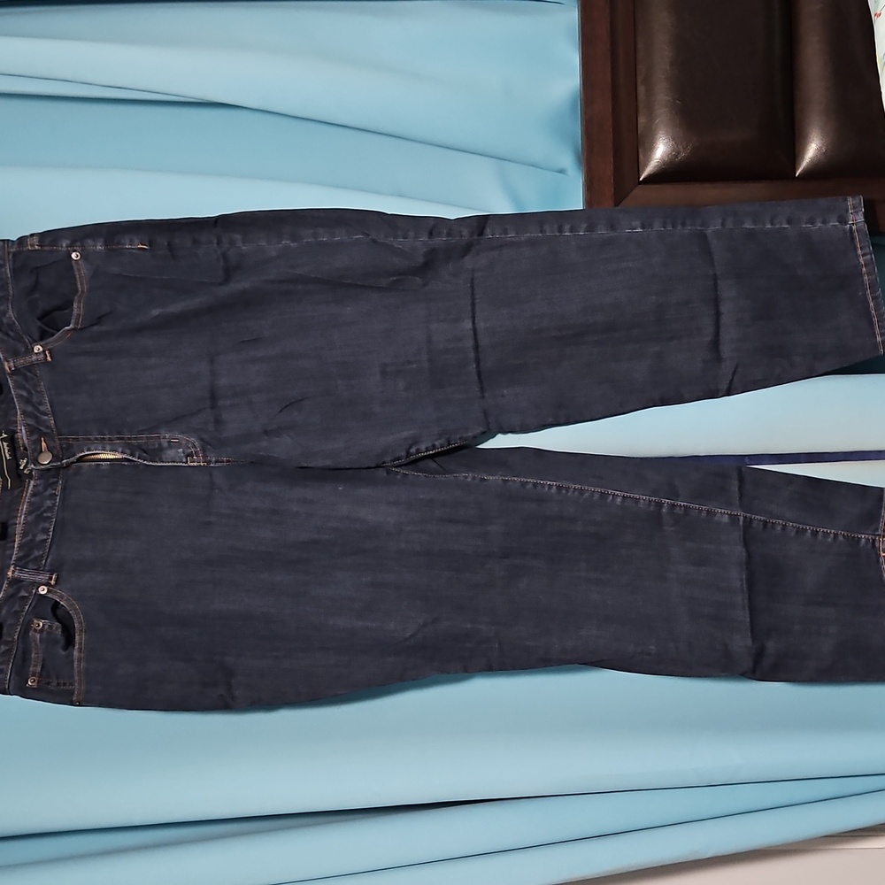 Venezia dark wash straight leg denim mom jeans, sx 22 short - Picture 2 of 9